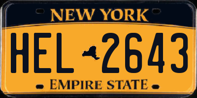 NY license plate HEL2643