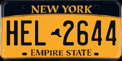 NY license plate HEL2644