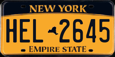 NY license plate HEL2645