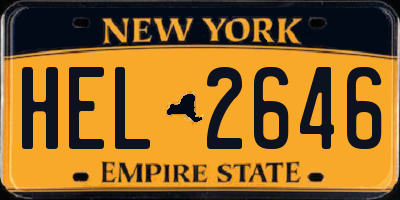 NY license plate HEL2646
