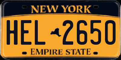 NY license plate HEL2650