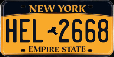 NY license plate HEL2668