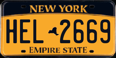 NY license plate HEL2669