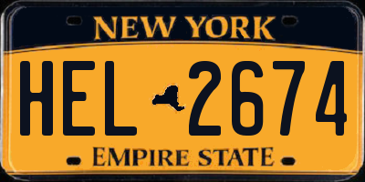 NY license plate HEL2674