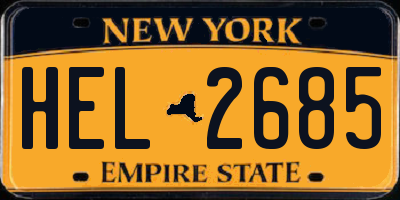 NY license plate HEL2685