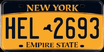 NY license plate HEL2693