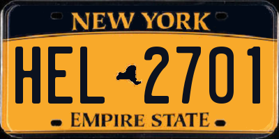 NY license plate HEL2701