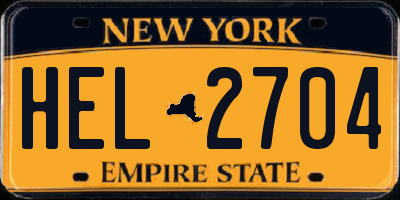 NY license plate HEL2704