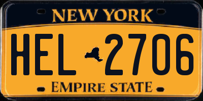 NY license plate HEL2706