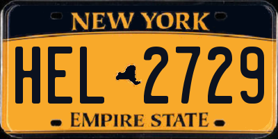 NY license plate HEL2729