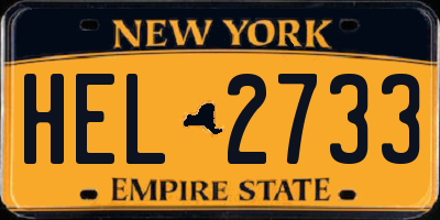 NY license plate HEL2733