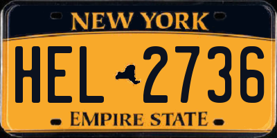 NY license plate HEL2736