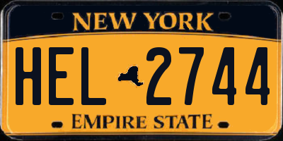 NY license plate HEL2744