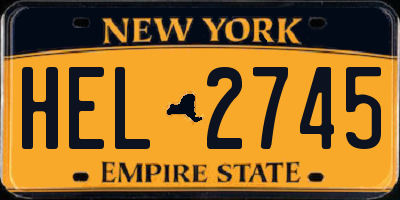 NY license plate HEL2745