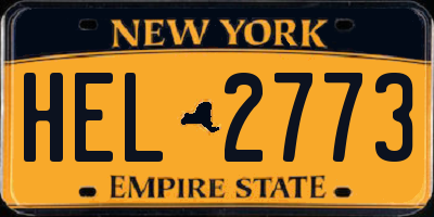 NY license plate HEL2773