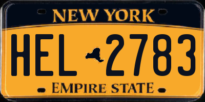 NY license plate HEL2783
