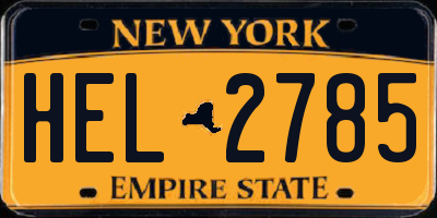 NY license plate HEL2785