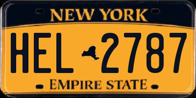 NY license plate HEL2787