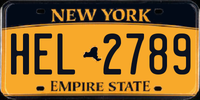 NY license plate HEL2789