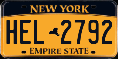 NY license plate HEL2792