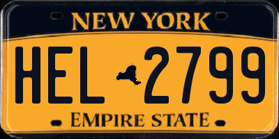 NY license plate HEL2799