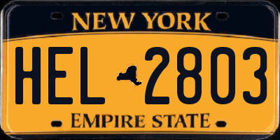 NY license plate HEL2803