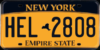 NY license plate HEL2808