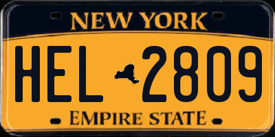 NY license plate HEL2809