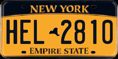 NY license plate HEL2810