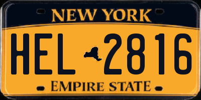 NY license plate HEL2816