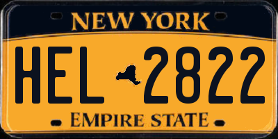 NY license plate HEL2822