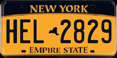 NY license plate HEL2829