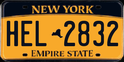 NY license plate HEL2832