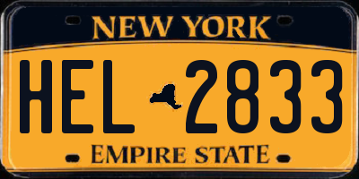 NY license plate HEL2833