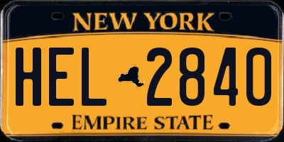 NY license plate HEL2840