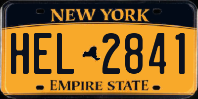 NY license plate HEL2841
