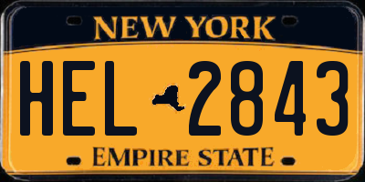 NY license plate HEL2843