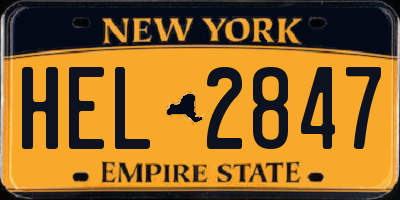 NY license plate HEL2847