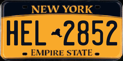 NY license plate HEL2852