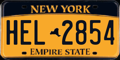 NY license plate HEL2854