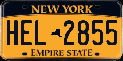 NY license plate HEL2855