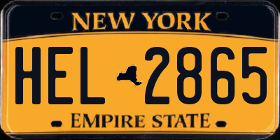 NY license plate HEL2865