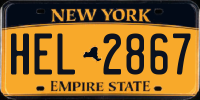 NY license plate HEL2867