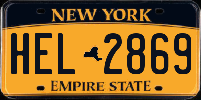 NY license plate HEL2869