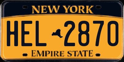 NY license plate HEL2870