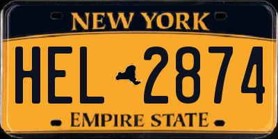 NY license plate HEL2874