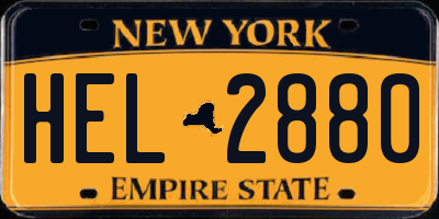 NY license plate HEL2880