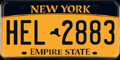NY license plate HEL2883