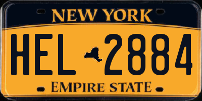 NY license plate HEL2884