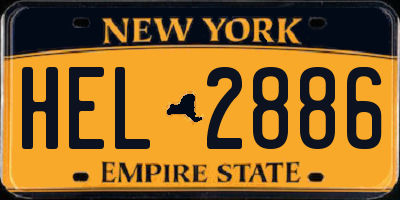 NY license plate HEL2886